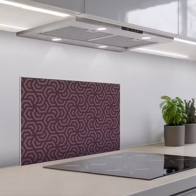 Paars - Geometrisch - Patroon - Donker keuken achterwand spatscherm klein 900 -3d_schuin