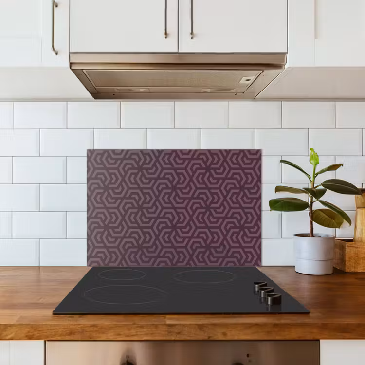 Paars - Geometrisch - Patroon - Donker keuken achterwand spatscherm klein 900 -sfeer2