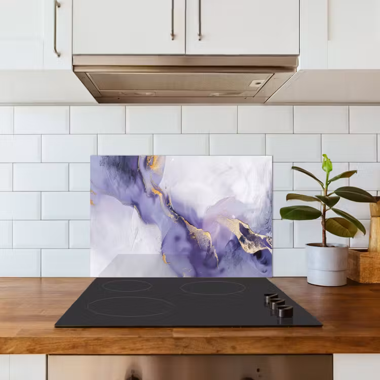 Paars - Modern - Marmer - Abstract keuken achterwand spatscherm klein -sfeer2
