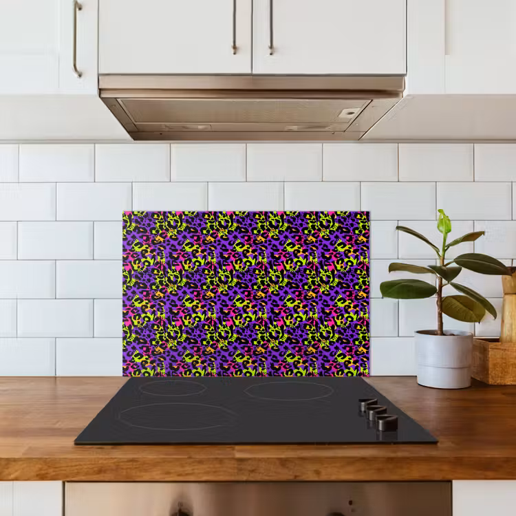 Paars - Neon - Dieren - Panter keuken achterwand spatscherm klein 900 -sfeer2