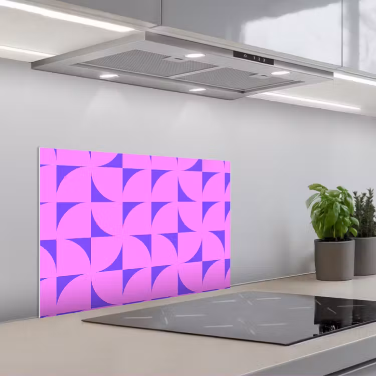 Kwadranten - Paars - Roze - Vierkanten keuken achterwand spatscherm klein 900 -3d_schuin