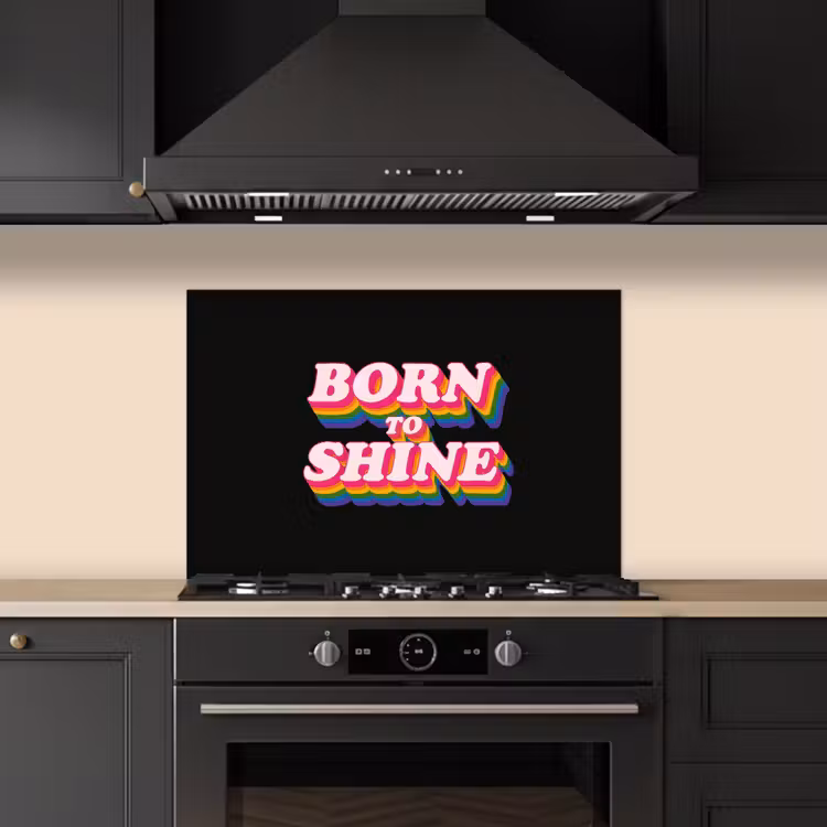 Quote - Regenboog - Roze - Zwart keuken achterwand spatscherm klein -sfeer1