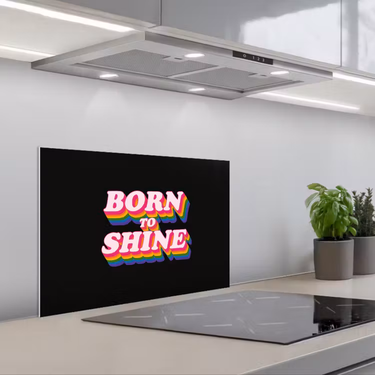 Quote - Regenboog - Roze - Zwart keuken achterwand spatscherm klein -3d_schuin