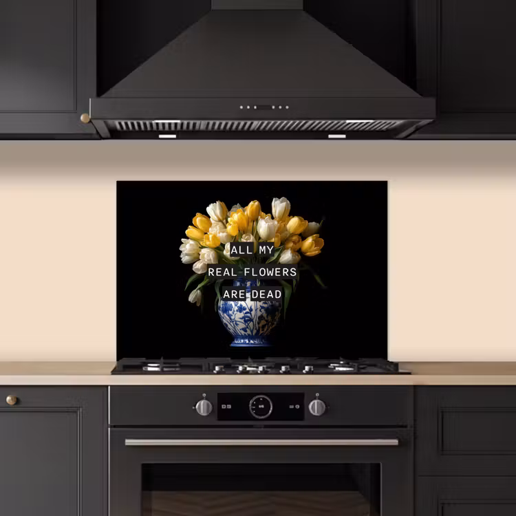 Quotes - Bloem - Tulp - Geel keuken achterwand spatscherm klein -sfeer1