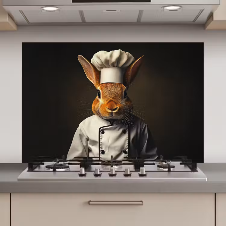 Konijn - Kok - Dier keuken achterwand spatscherm klein -3d_website