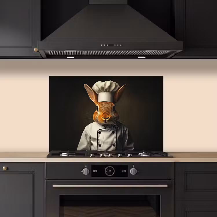Konijn - Kok - Dier keuken achterwand spatscherm klein -sfeer1