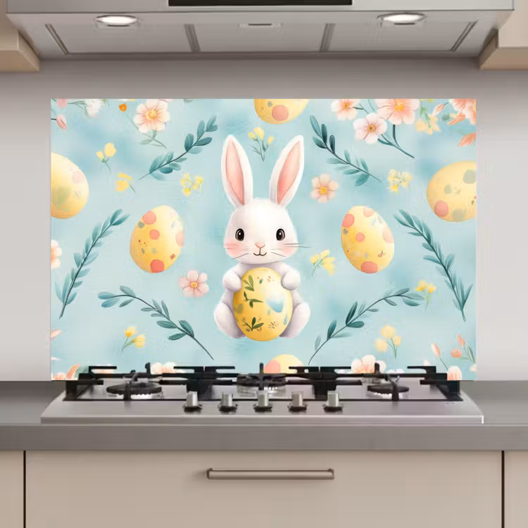 Konijn - Eieren - Takjes keuken achterwand spatscherm klein -3d_website