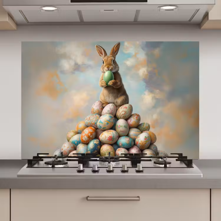 Konijn - Eieren - Kleurrijk keuken achterwand spatscherm klein -3d_website