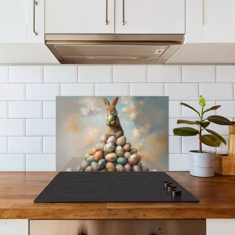 Konijn - Eieren - Kleurrijk keuken achterwand spatscherm klein -sfeer2