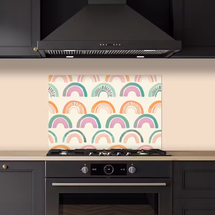 Regenboog - Pastel - Patroon keuken achterwand spatscherm klein -sfeer1