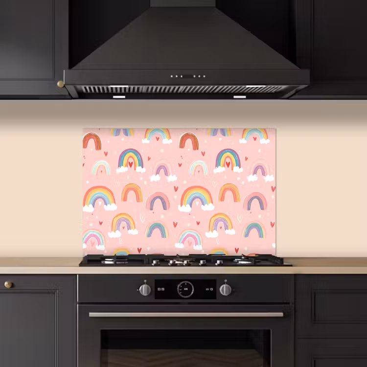 Regenboog - Patroon - Pastel keuken achterwand spatscherm klein -sfeer1