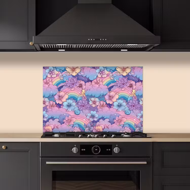 Regenbogen - Bloemen - Kleurrijk - Wolken keuken achterwand spatscherm klein -sfeer1