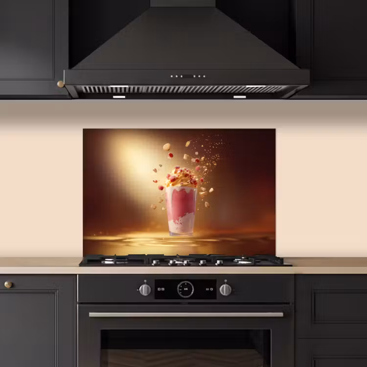 Framboos - Smoothie - Drinken - Roze keuken achterwand spatscherm klein -sfeer1