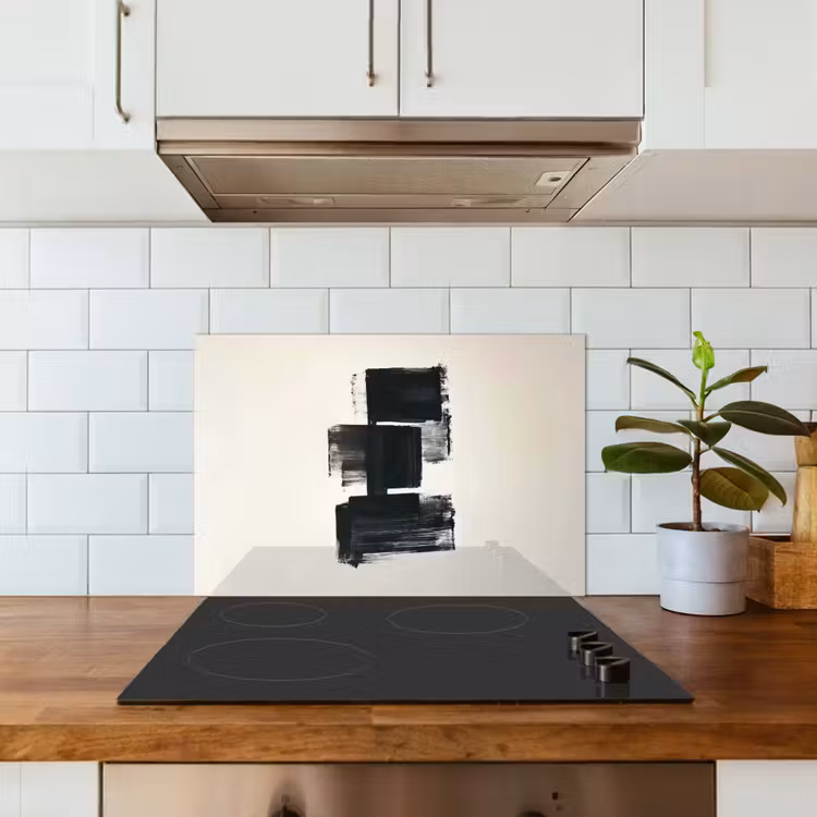 Rechthoeken - Penseelstreken - Abstract - Zwart keuken achterwand spatscherm klein -sfeer2