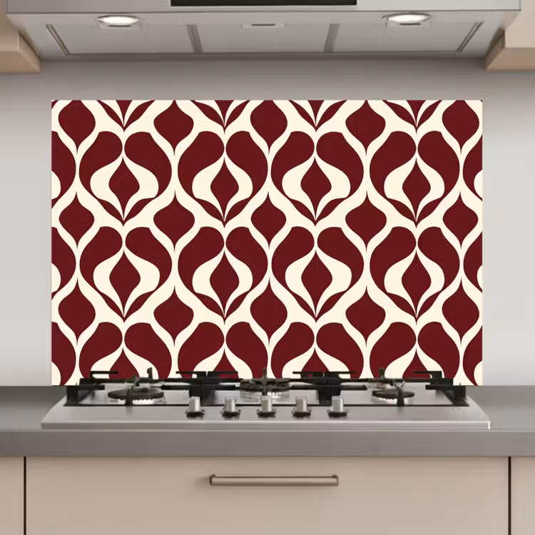 Rood - Druppelpatroon - Grafisch keuken achterwand spatscherm klein 900 -3d_website