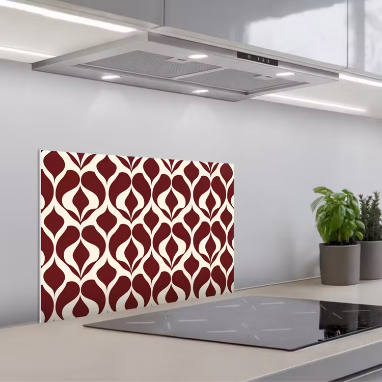 Rood - Druppelpatroon - Grafisch keuken achterwand spatscherm klein 900 -3d_schuin