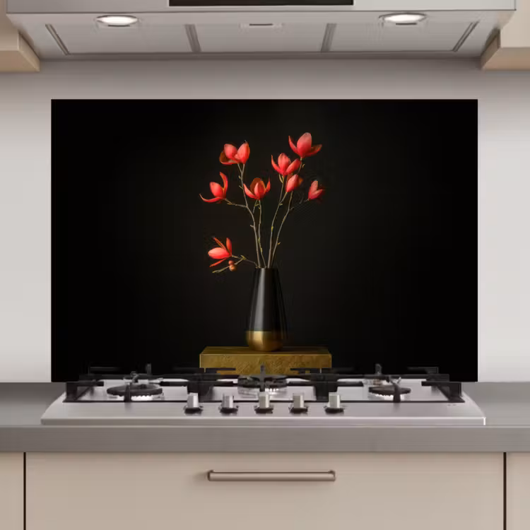 Rode - Bloemen - Vaas keuken achterwand spatscherm klein -3d_website