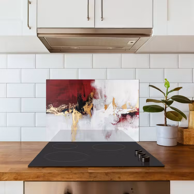 Rood - Marmer - Abstract - Goud - Modern keuken achterwand spatscherm klein -sfeer2