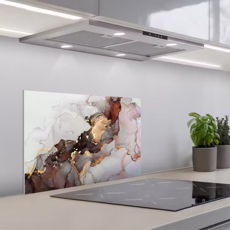 Rood - Marmer - Goud keuken achterwand spatscherm klein -3d_schuin