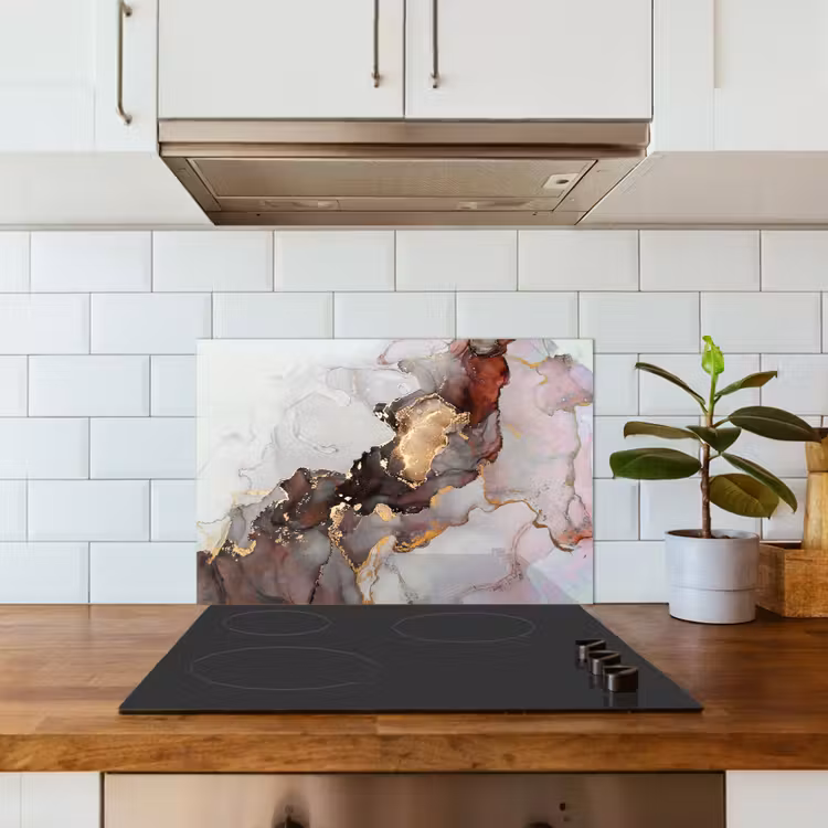 Rood - Marmer - Goud keuken achterwand spatscherm klein -sfeer2
