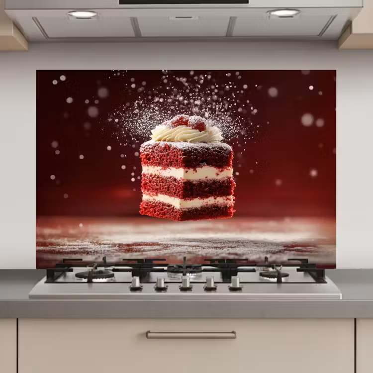 Rode - Velvet - Taart - Eten keuken achterwand spatscherm klein -3d_website