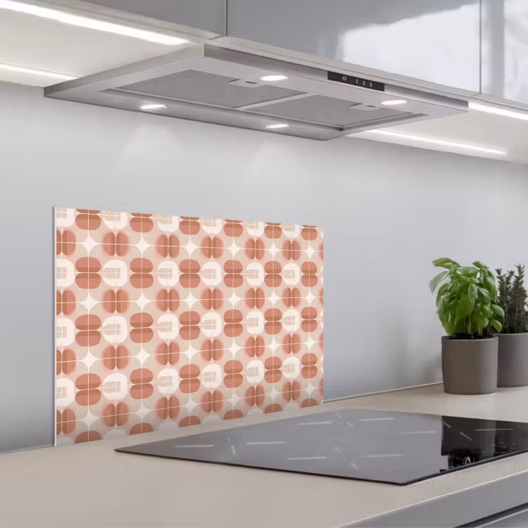 Retro - Klassiek - Roze keuken achterwand spatscherm klein 900 -3d_schuin