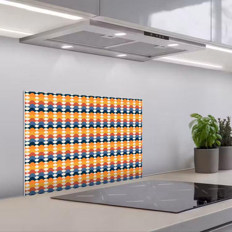Retro - Disco - Golven keuken achterwand spatscherm klein 900 -3d_schuin