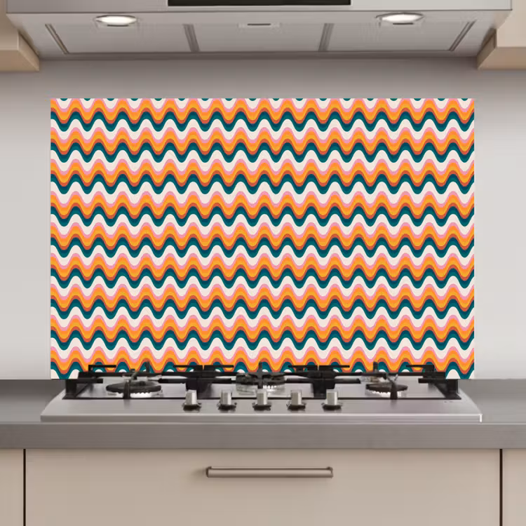 Retro - Disco - Golven - Kleur keuken achterwand spatscherm klein 900 -3d_website