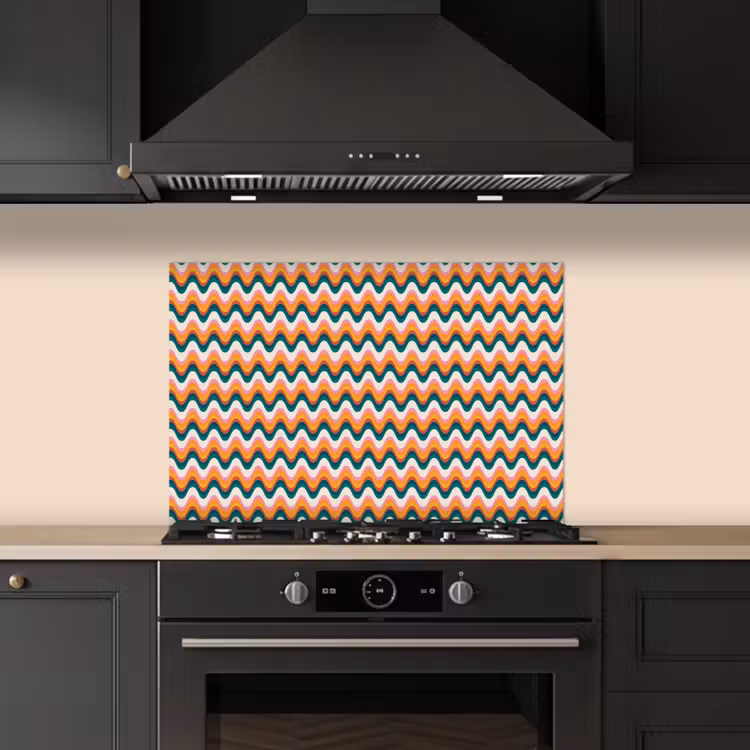 Retro - Disco - Golven - Kleur keuken achterwand spatscherm klein 900 -sfeer1