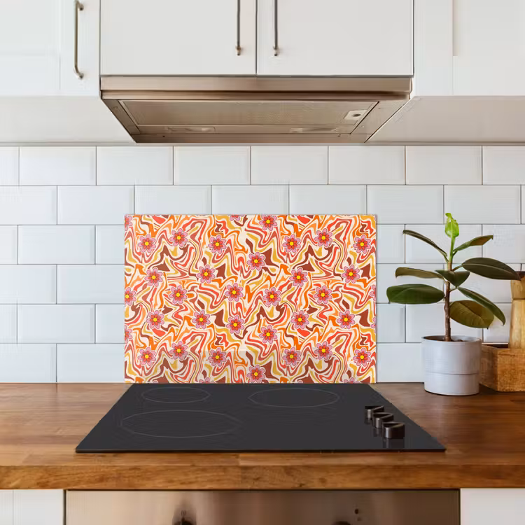 Retro - Bloemen - Patroon keuken achterwand spatscherm klein 900 -sfeer2