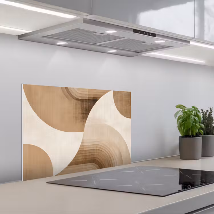 Retro - Geometrische lagen - Aardetinten keuken achterwand spatscherm klein -3d_schuin