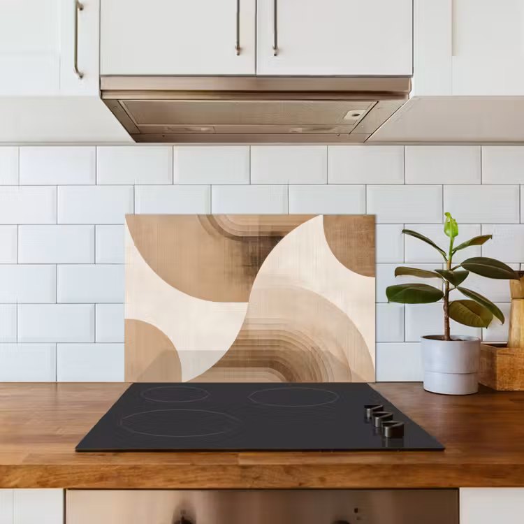 Retro - Geometrische lagen - Aardetinten keuken achterwand spatscherm klein -sfeer2