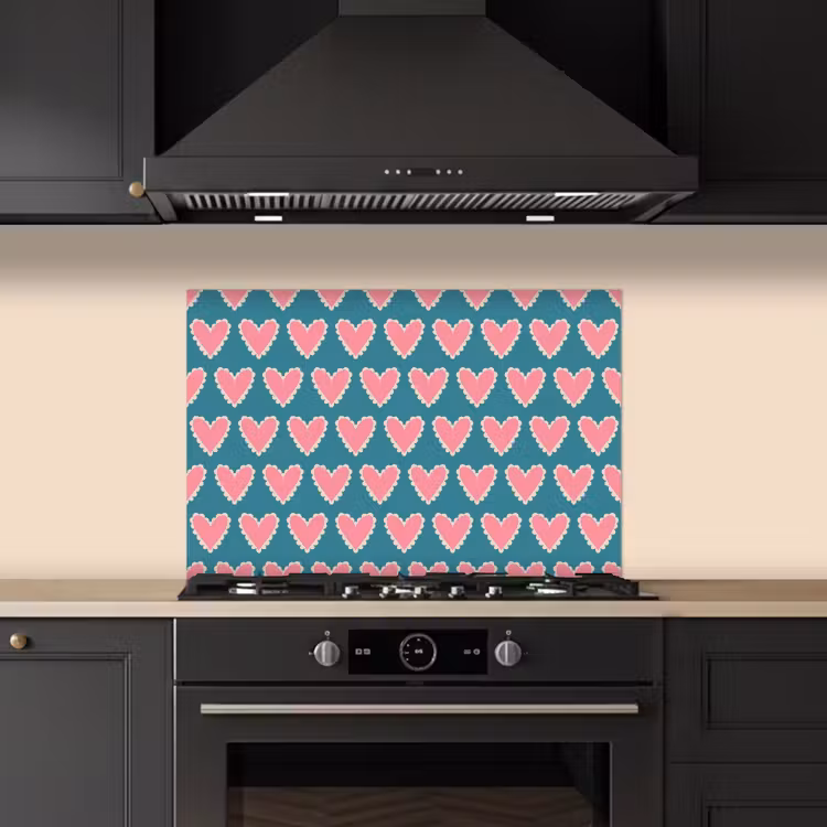 Retro - Hartjes - Patroon keuken achterwand spatscherm klein 900 -sfeer1