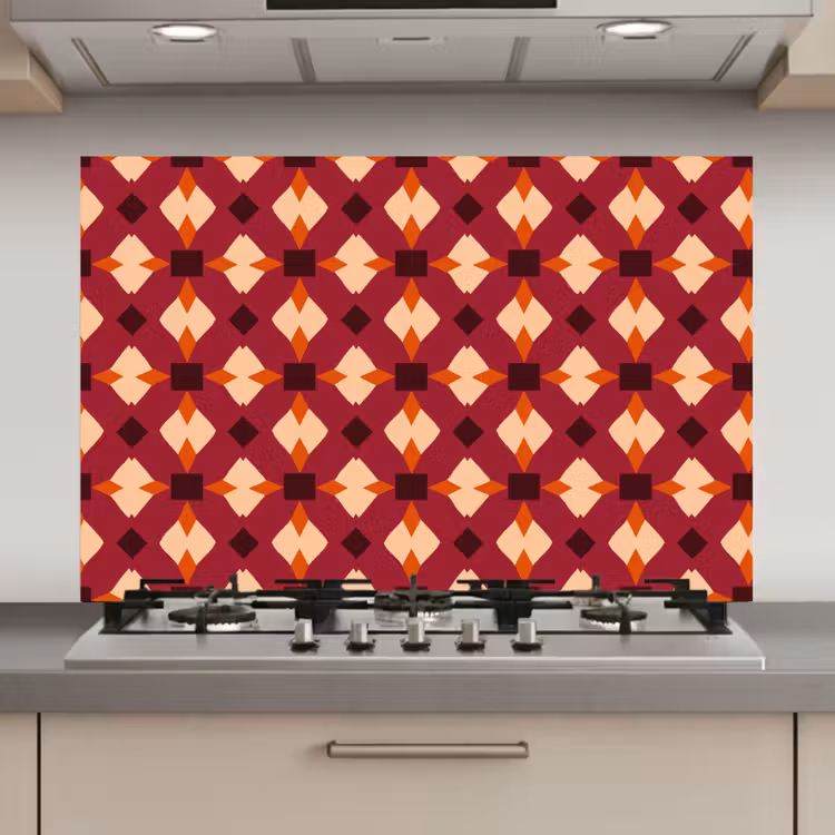 Retro - Patroon - Kleurrijk keuken achterwand spatscherm klein 900 -3d_website