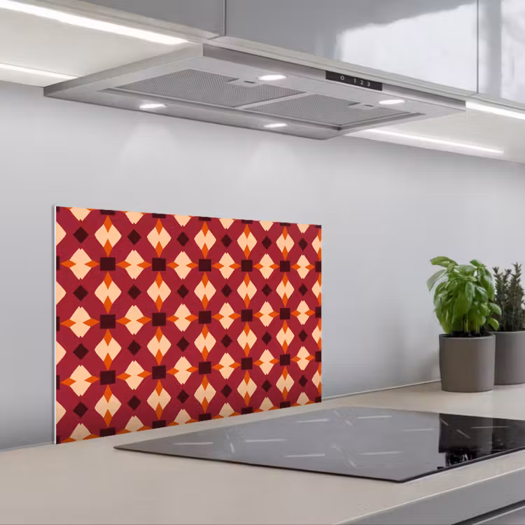Retro - Patroon - Kleurrijk keuken achterwand spatscherm klein 900 -3d_schuin