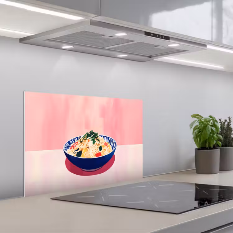 Rijst - Illustratie - Kom - Groente keuken achterwand spatscherm klein -3d_schuin