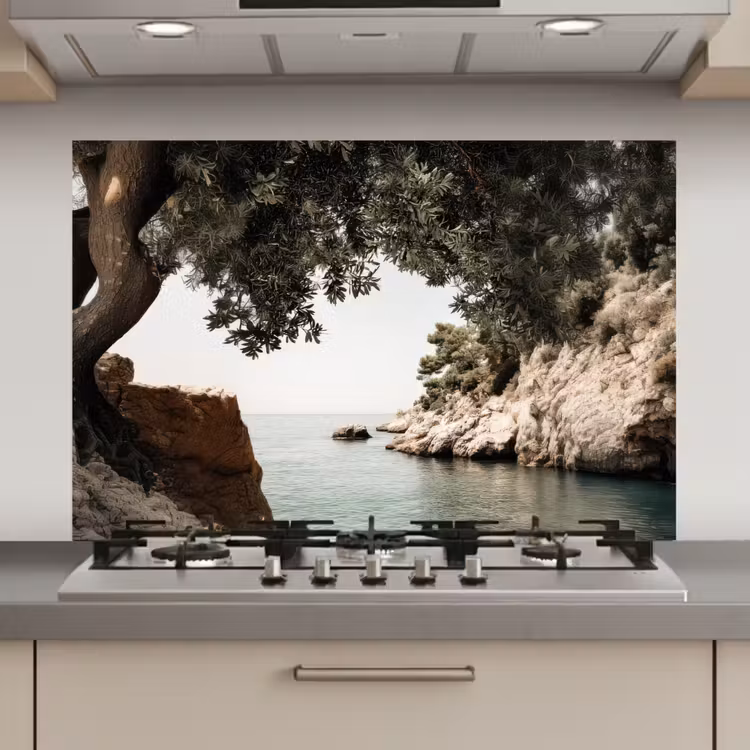 Rotsen - Zee - Boom - Groen keuken achterwand spatscherm klein -3d_website