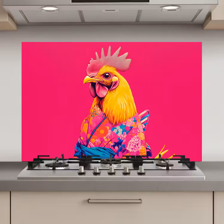 Haan - Kleurrijk - Kimono - Roze keuken achterwand spatscherm klein -3d_website