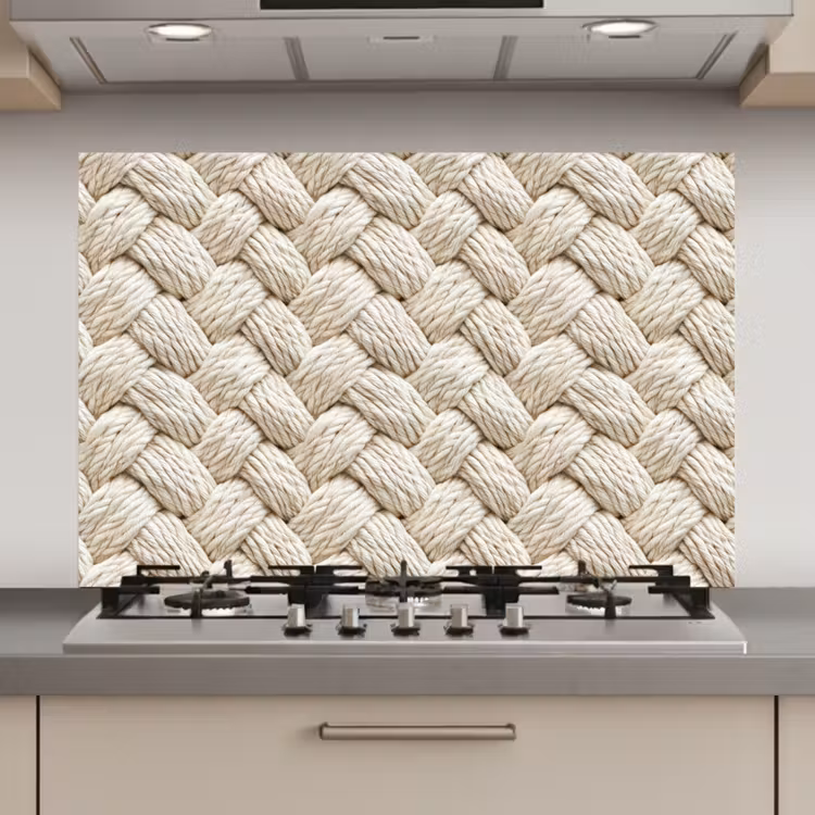 Touw - Gebreid - Beige keuken achterwand spatscherm klein 900 -3d_website