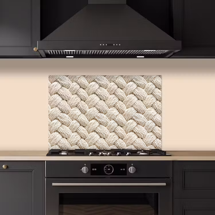 Touw - Gebreid - Beige keuken achterwand spatscherm klein 900 -sfeer1