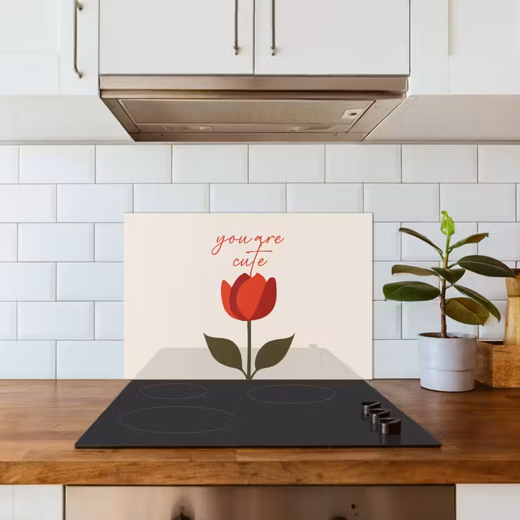 Roos - Rood - Bloem - Valentijn keuken achterwand spatscherm klein -sfeer2
