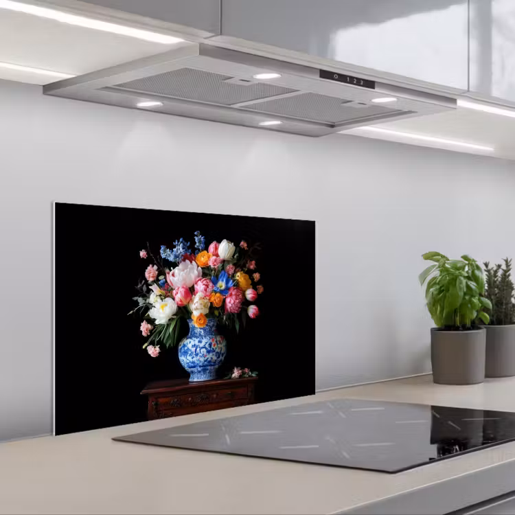 Rozen - Bloemen - Vaas - Boeket keuken achterwand spatscherm klein -3d_schuin