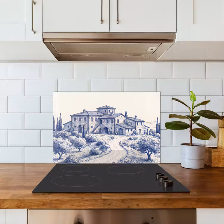 Rustiek - Landgoed - Blauw keuken achterwand spatscherm klein -sfeer2
