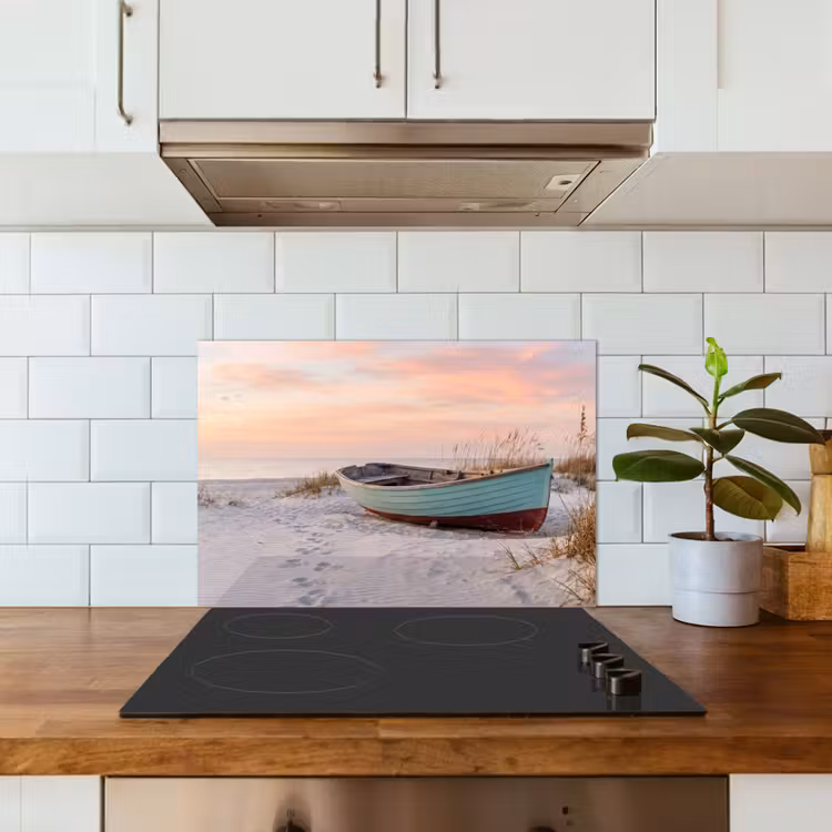 Rustiek - Roeiboot - Zandstrand keuken achterwand spatscherm klein -sfeer2