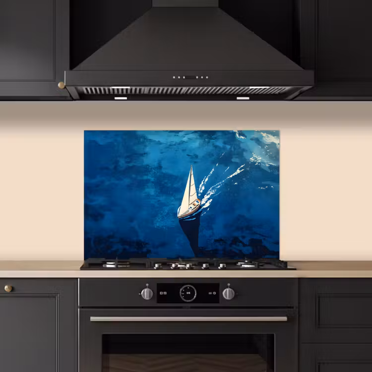 Zeilboot - Water - Abstract - Schaduw keuken achterwand spatscherm klein -sfeer1