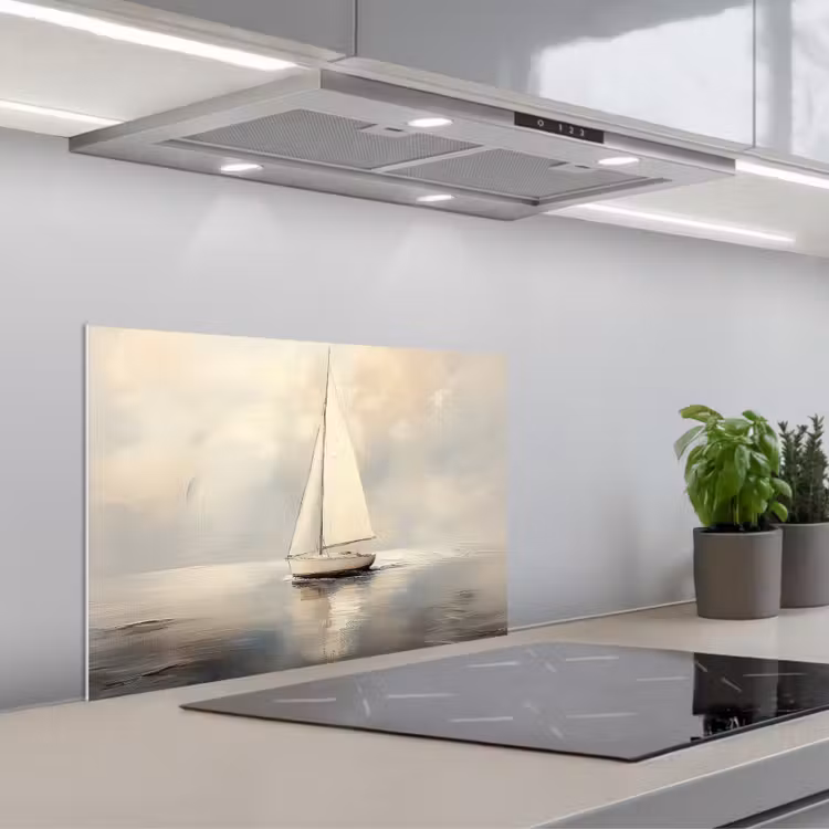 Zeilschip - Zee - Bewolkt keuken achterwand spatscherm klein -3d_schuin