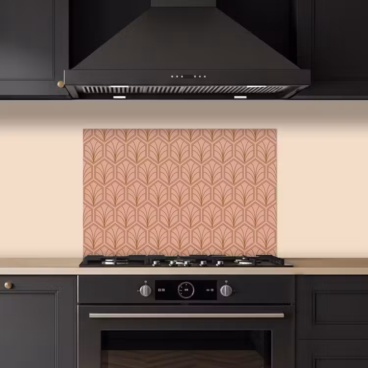 Zalmroze - Patroon - Geometrisch keuken achterwand spatscherm klein 900 -sfeer1