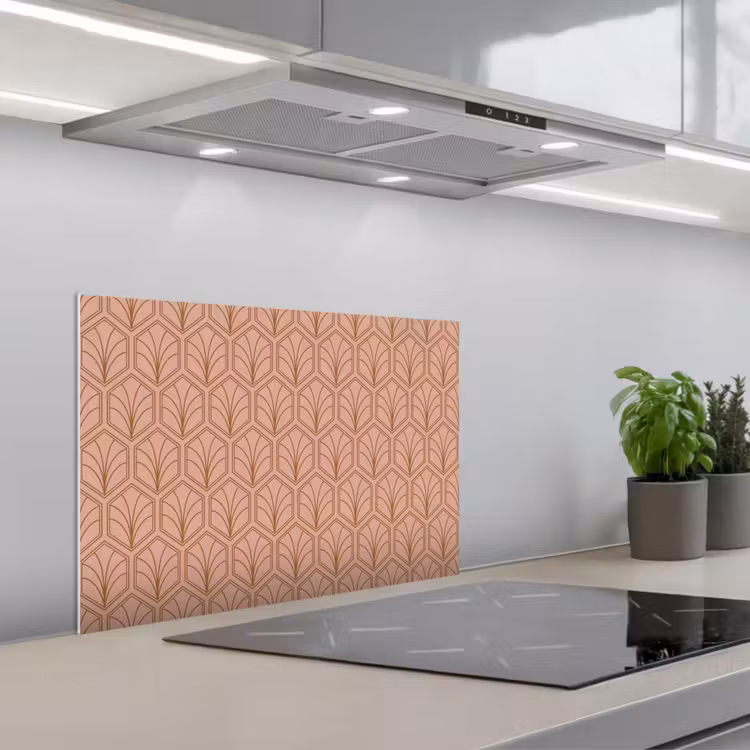 Zalmroze - Patroon - Geometrisch keuken achterwand spatscherm klein 900 -3d_schuin