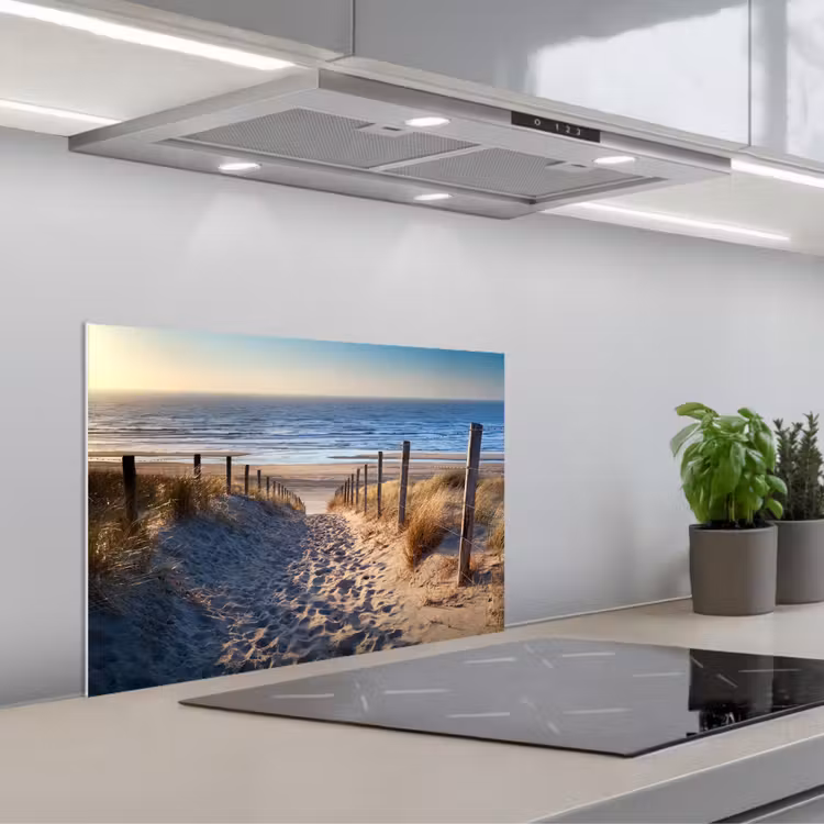Zand - Strand - Duin - Zee - Zomer keuken achterwand spatscherm klein -3d_schuin