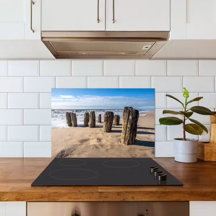 Zand - Strand - Paal - Water - Zomer keuken achterwand spatscherm klein -sfeer2